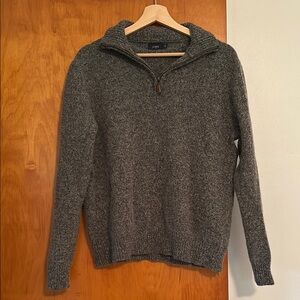 J. Crew Gray Zip Up Wool Sweater